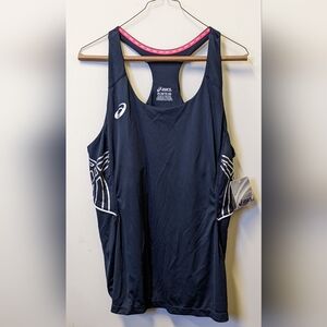 Asics Black Racerback Performance Tank with Silver Accents